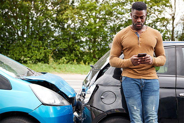 Driver exchanging information after a car accident